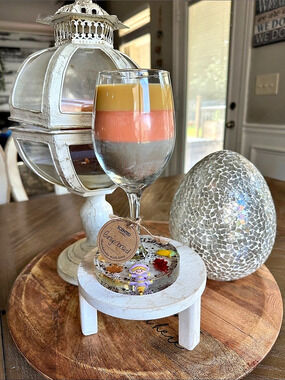 🍁Thanksgiving🍁 wine glass candle with epoxy resin base